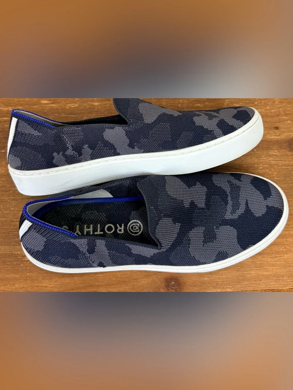 Slip-On Women’s ROTHY’S Casual Sneakers in Black and Gray Camo - Picture 3 of 5